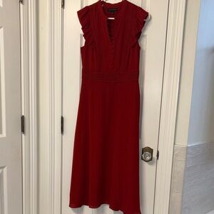 Banana Republic Ruffled Midi Dress - Burnt Orange